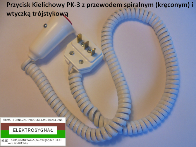 Przycisk Kielichowy (gruszkowy) PK-3 z przewodem i wtyczką trójstykową